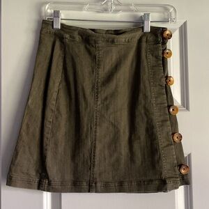 Olive Button-Accent Women's Skirt